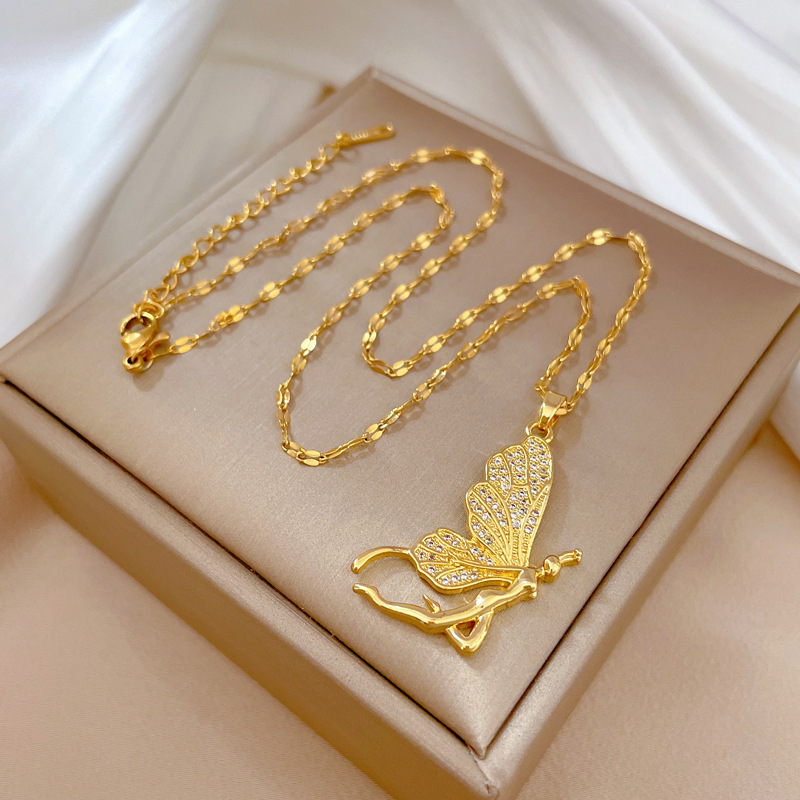 Butterfly Clasp Deployant - Modny, ekskluzywny naszyjnik z zawieszką w