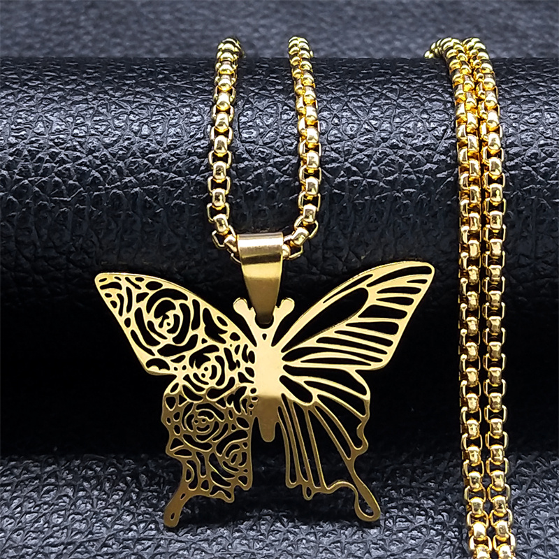 Butterfly Clasp Deployant - Estetyczny naszyjnik z zawieszką w kształcie
