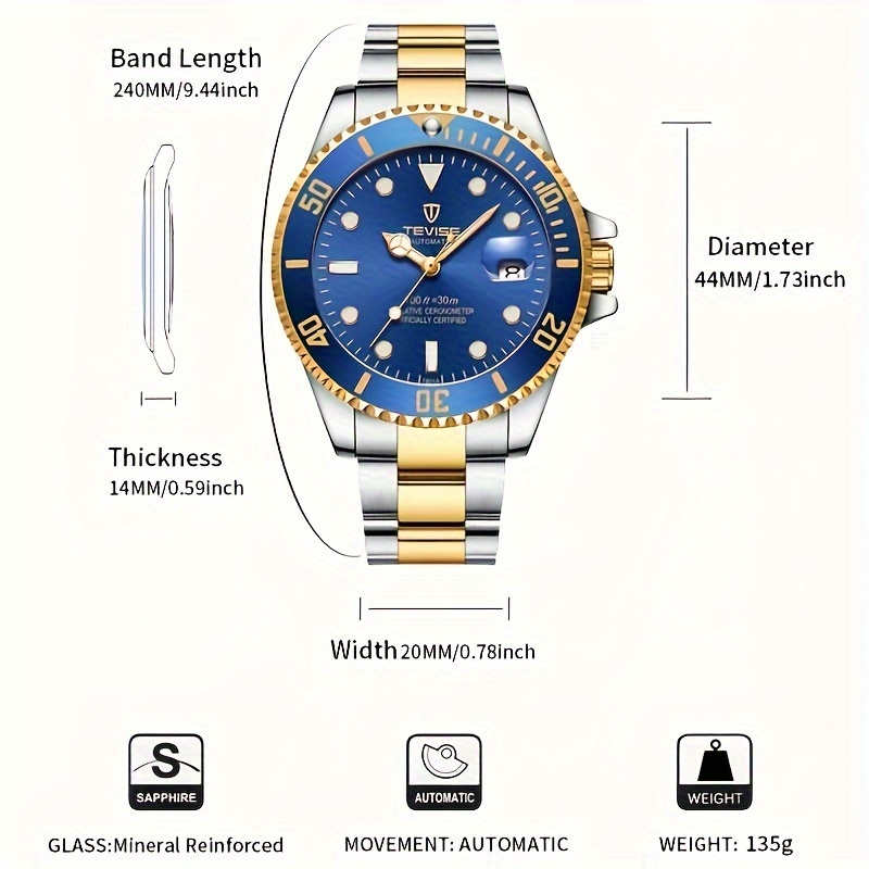 TEVISE Nowy męski zegarek mech – Cartier Watch Tank recenzja i cena