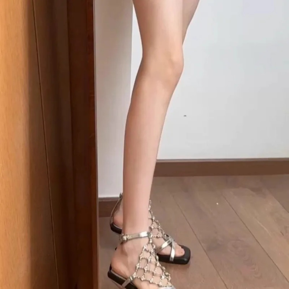 Eleganckie damskie letnie sand – Mesh Strap Metal recenzja i cena